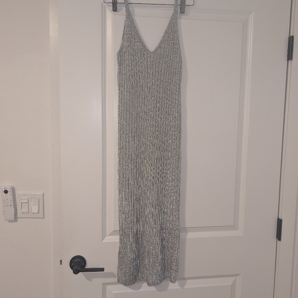 Elegant Silver Sleeveless Dress